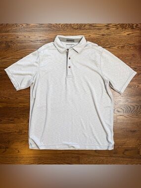 Johnston & Murphy Men’s Vintage Slub Heathered Light Gray Jersey Polo Size XL